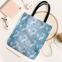 Bula Fiji Tote Bag Blue Makare Masi Tapa Pattern