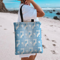 Bula Fiji Tote Bag Blue Makare Masi Tapa Pattern