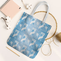 Bula Fiji Tote Bag Blue Makare Masi Tapa Pattern