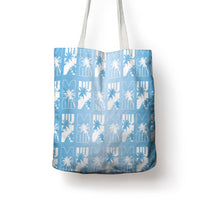 Bula Fiji Tote Bag Blue Makare Masi Tapa Pattern