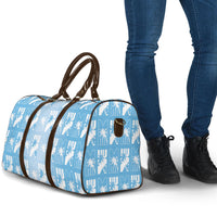 Bula Fiji Travel Bag Blue Makare Masi Tapa Pattern