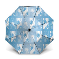 Bula Fiji Umbrella Blue Makare Masi Tapa Pattern