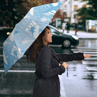 Bula Fiji Umbrella Blue Makare Masi Tapa Pattern