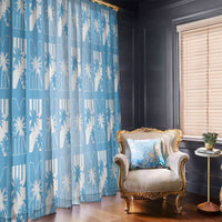 Bula Fiji Window Curtain Blue Makare Masi Tapa Pattern