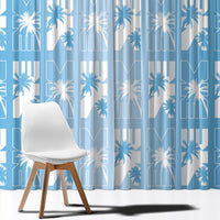 Bula Fiji Window Curtain Blue Makare Masi Tapa Pattern