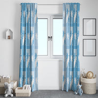 Bula Fiji Window Curtain Blue Makare Masi Tapa Pattern