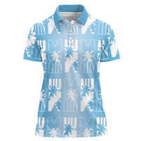 Bula Fiji Women Polo Shirt Blue Makare Masi Tapa Pattern