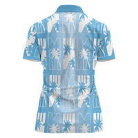 Bula Fiji Women Polo Shirt Blue Makare Masi Tapa Pattern