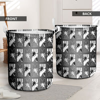 Bula Fiji Laundry Basket Black Makare Masi Tapa Pattern