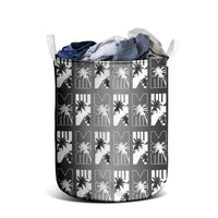 Bula Fiji Laundry Basket Black Makare Masi Tapa Pattern