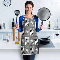 Bula Fiji Apron Black Makare Masi Tapa Pattern