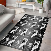Bula Fiji Area Rug Black Makare Masi Tapa Pattern