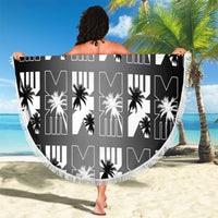 Bula Fiji Beach Blanket Black Makare Masi Tapa Pattern