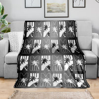 Bula Fiji Blanket Black Makare Masi Tapa Pattern