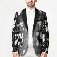 Bula Fiji Blazer Black Makare Masi Tapa Pattern