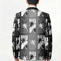 Bula Fiji Blazer Black Makare Masi Tapa Pattern