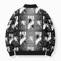 Bula Fiji Bomber Puffer Jacket Black Makare Masi Tapa Pattern