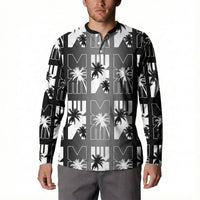 Bula Fiji Button Sweatshirt Black Makare Masi Tapa Pattern