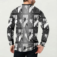Bula Fiji Button Sweatshirt Black Makare Masi Tapa Pattern