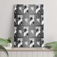 Bula Fiji Canvas Wall Art Black Makare Masi Tapa Pattern