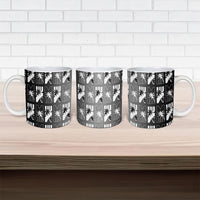 Bula Fiji Ceramic Mug Black Makare Masi Tapa Pattern