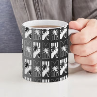 Bula Fiji Ceramic Mug Black Makare Masi Tapa Pattern