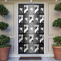 Bula Fiji Door Cover Black Makare Masi Tapa Pattern