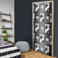 Bula Fiji Door Cover Black Makare Masi Tapa Pattern