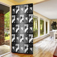 Bula Fiji Door Cover Black Makare Masi Tapa Pattern