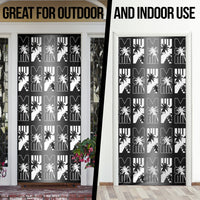 Bula Fiji Door Cover Black Makare Masi Tapa Pattern