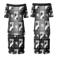 Bula Fiji Family Matching Puletasi and Hawaiian Shirt Black Makare Masi Tapa Pattern