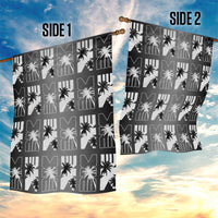 Bula Fiji Garden Flag Black Makare Masi Tapa Pattern