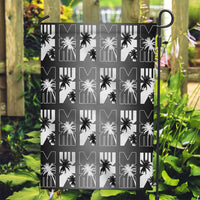 Bula Fiji Garden Flag Black Makare Masi Tapa Pattern