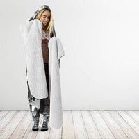 Bula Fiji Hooded Blanket Black Makare Masi Tapa Pattern