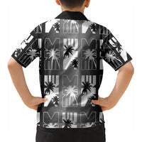 Bula Fiji Kid Hawaiian Shirt Black Makare Masi Tapa Pattern