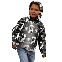 Bula Fiji Kid Hoodie Black Makare Masi Tapa Pattern