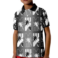Bula Fiji Kid Polo Shirt Black Makare Masi Tapa Pattern