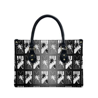 Bula Fiji Leather Bag Black Makare Masi Tapa Pattern
