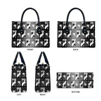 Bula Fiji Leather Bag Black Makare Masi Tapa Pattern