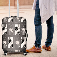 Bula Fiji Luggage Cover Black Makare Masi Tapa Pattern