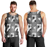 Bula Fiji Men Tank Top Black Makare Masi Tapa Pattern