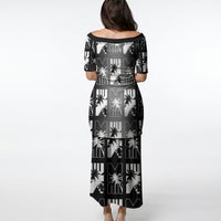 Bula Fiji Puletasi Black Makare Masi Tapa Pattern