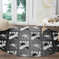 Bula Fiji Round Carpet Black Makare Masi Tapa Pattern