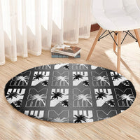 Bula Fiji Round Carpet Black Makare Masi Tapa Pattern