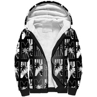 Bula Fiji Sherpa Hoodie Black Makare Masi Tapa Pattern