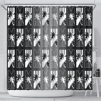Bula Fiji Shower Curtain Black Makare Masi Tapa Pattern