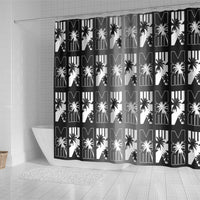 Bula Fiji Shower Curtain Black Makare Masi Tapa Pattern