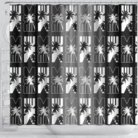 Bula Fiji Shower Curtain Black Makare Masi Tapa Pattern