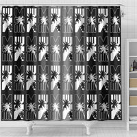 Bula Fiji Shower Curtain Black Makare Masi Tapa Pattern