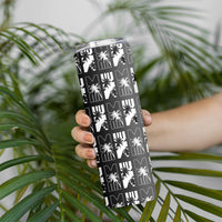 Bula Fiji Skinny Tumbler Black Makare Masi Tapa Pattern